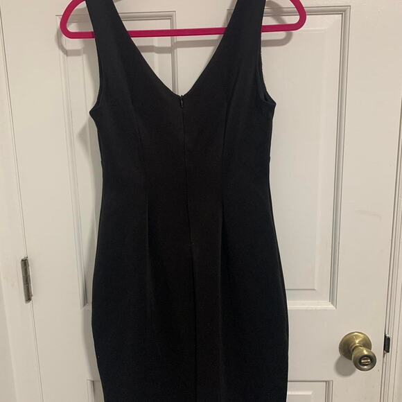 Connected Apparel Black Mini Dress with Gold Accent Size 6 - Picture 3 of 4